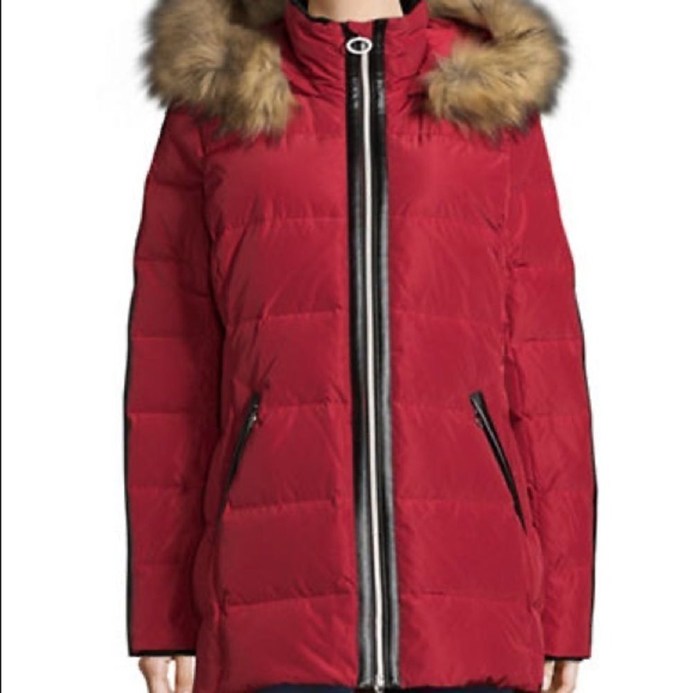 Bianca Nygard Sutton Down Parka with Faux Fur-RED-Medium